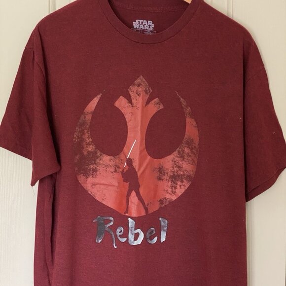 Star Wars Maroon T-Shirt Rebel Alliance Resistance Size XL Lucas Films - Picture 3 of 10